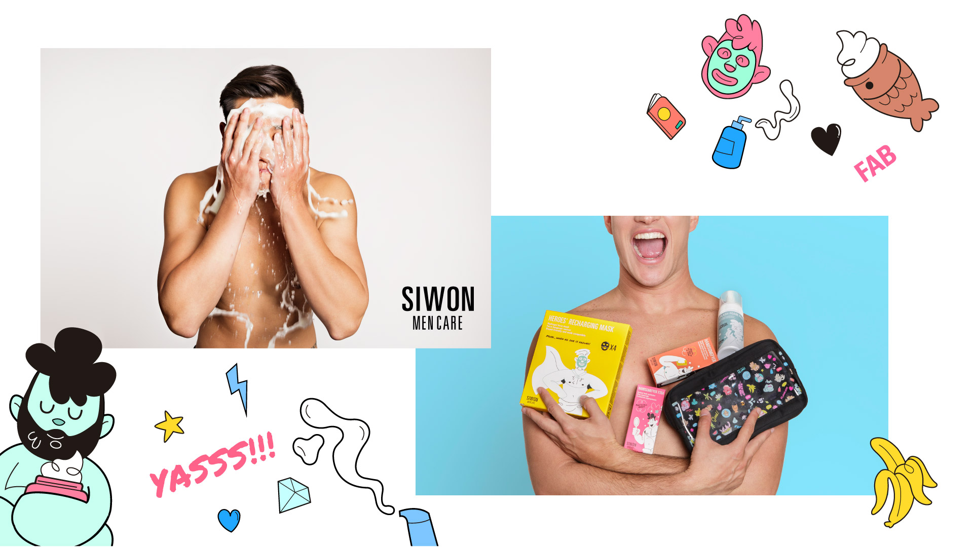 Ilustración de la gama de productos Siwon Men Care y diseño de envases - World Brand Design Society