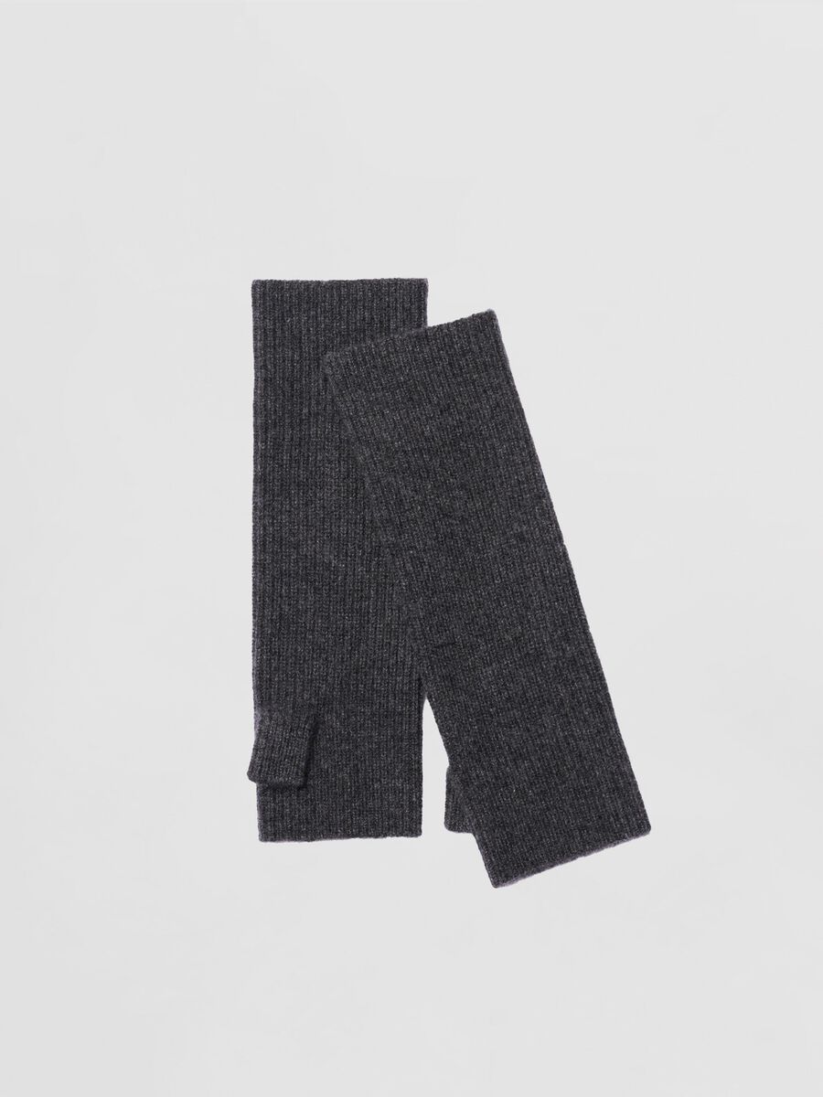 Geribd gebreide vingerloze handschoenen van cashmere image number 0