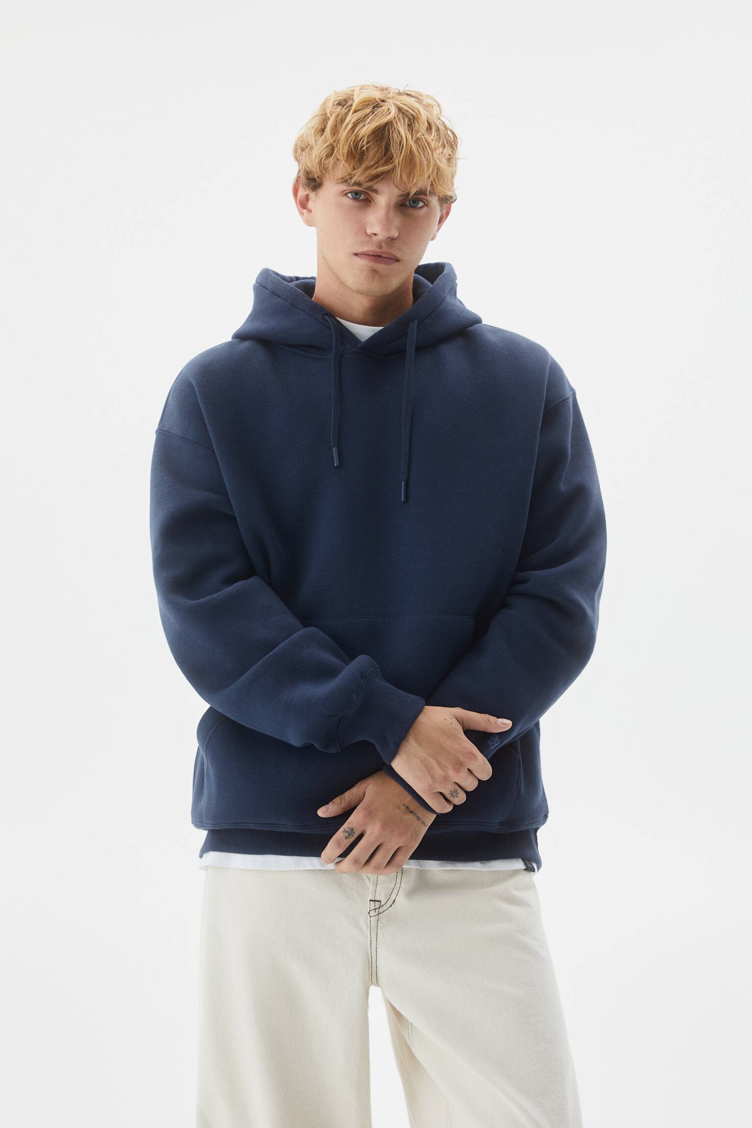Basic coloured hoodie, NAVY