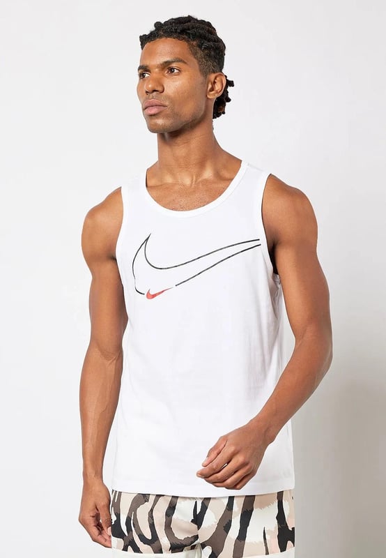 Nike Dri-FIT Tank feels silky smooth on your skin and wicks sweat to keep you dry.
Made with soft, lightweight jersey fabric.
Standard fit for a relaxed, easy feel.
Printed graphics on center chest and back right hem.
