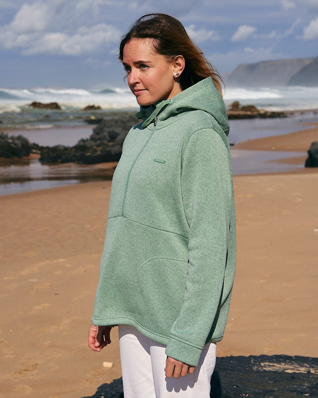 Galaksea - Womens 1/4 Zip Fleece - Light Green