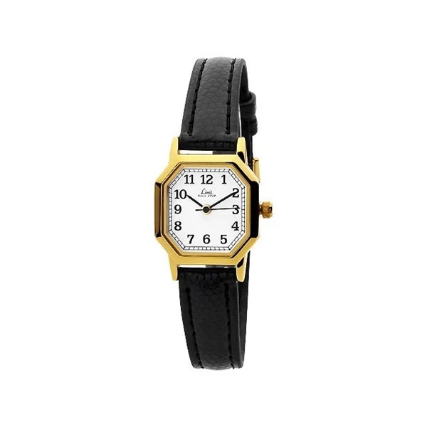 Limit-6599.50-Vintage-Gold-Plated-Black-Leather-Strap-Watch