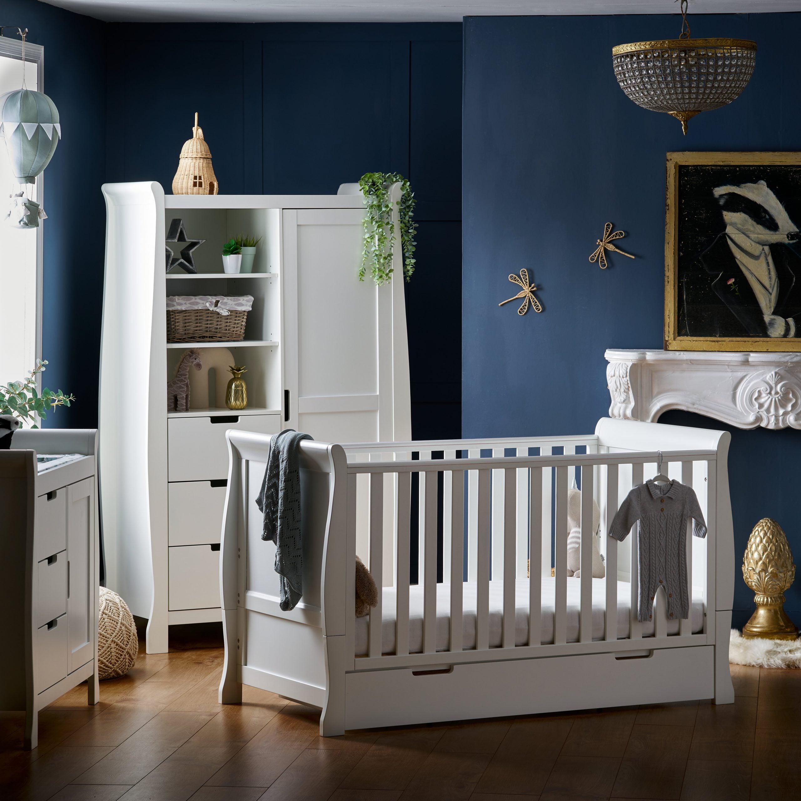 Obaby Stamford Classic Sleigh 3 Piece Room Set - White   