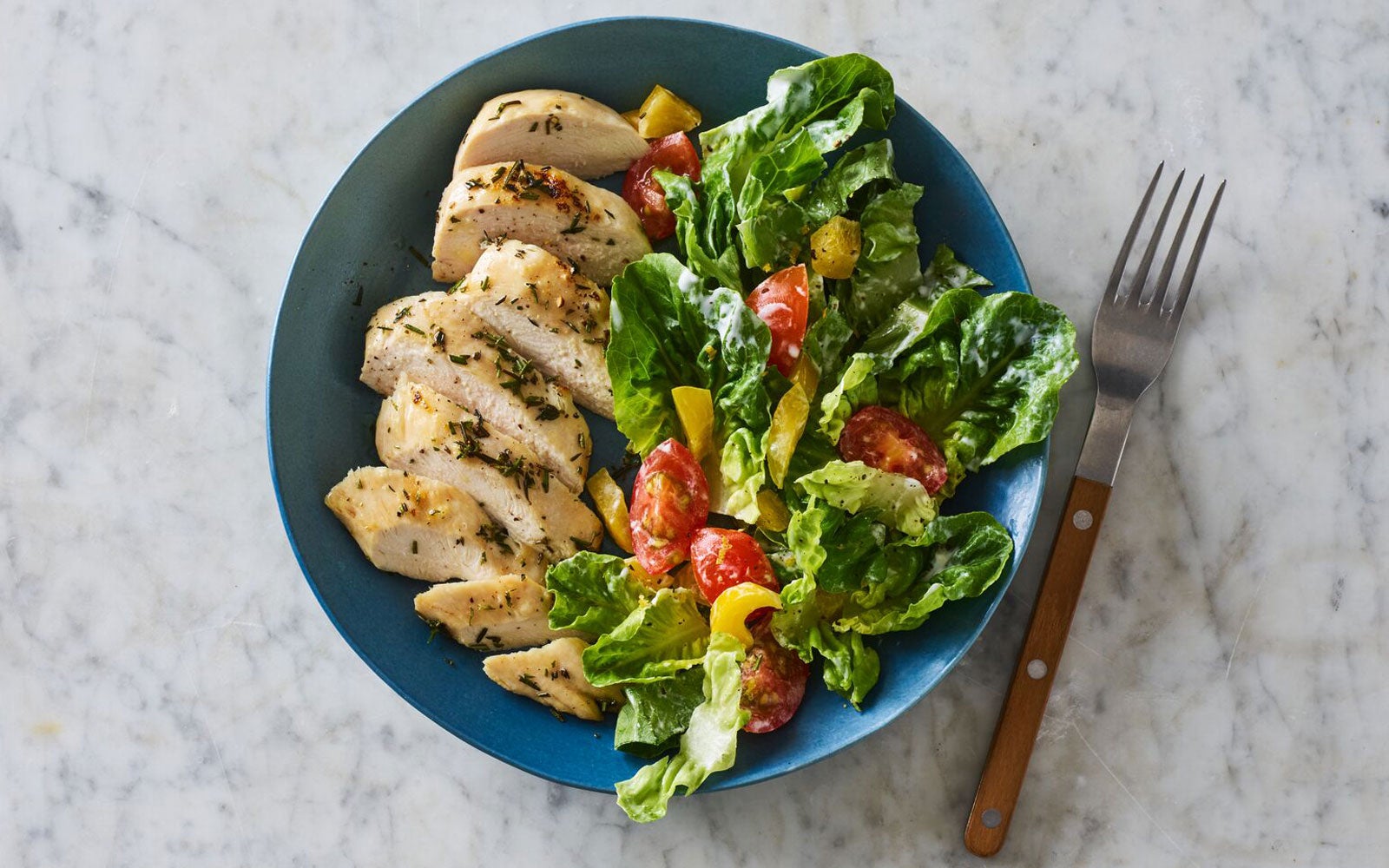 Oven chicken with salad