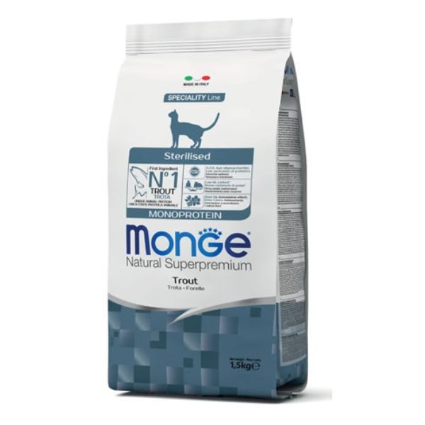 Cibo - Monge Natural Superpremium Sterilised Monoprotein con Trota