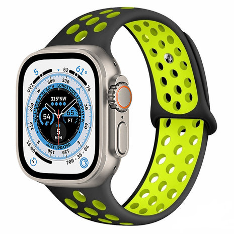 Apple Watch Ultra sport+ band (zwart/geel) - Smartwatchbanden.nl