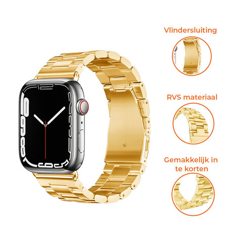 Apple Watch Ultra stalen band (goud) - Smartwatchbanden.nl
