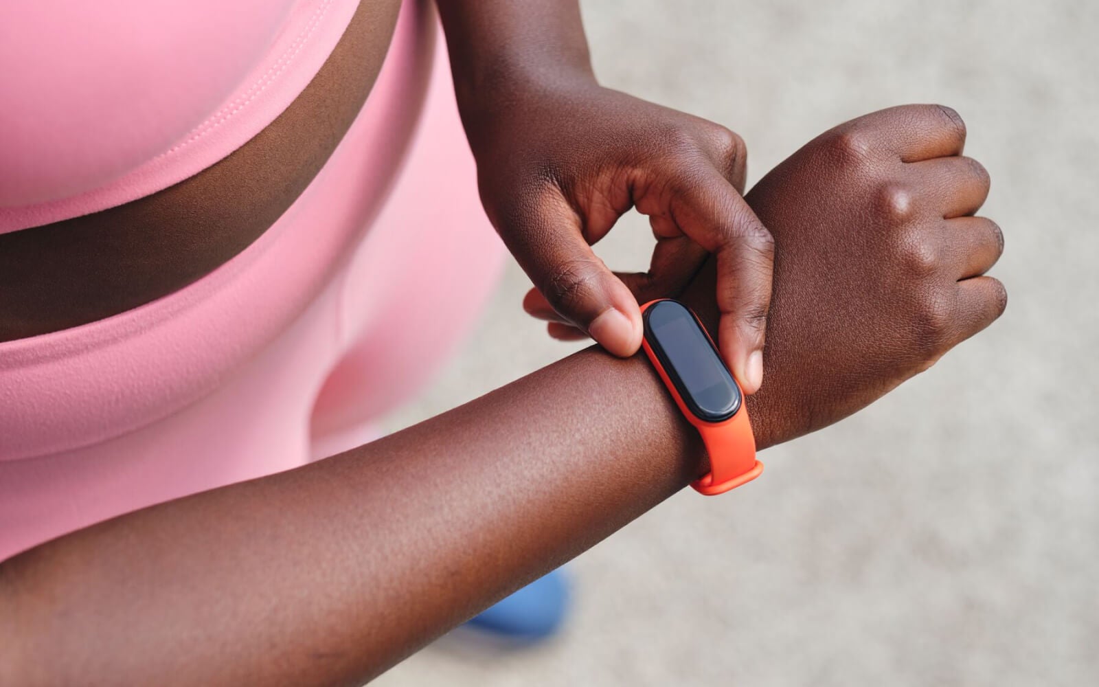 Woman's arm with fitness tracker