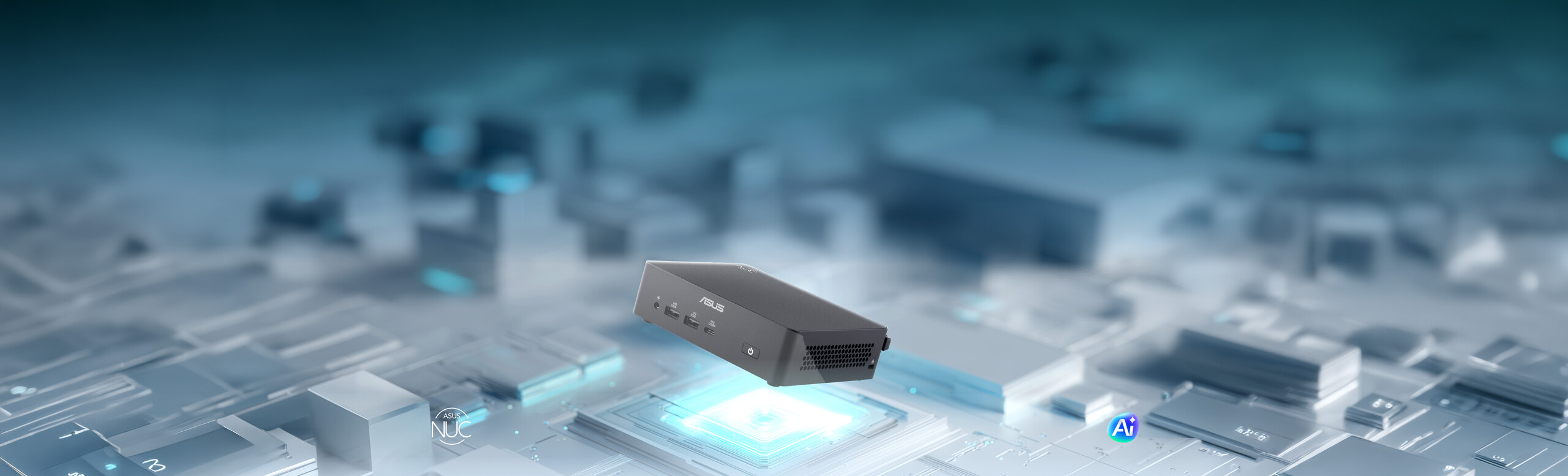 ASUS NUC 16 Mini PC su una piattaforma digitale