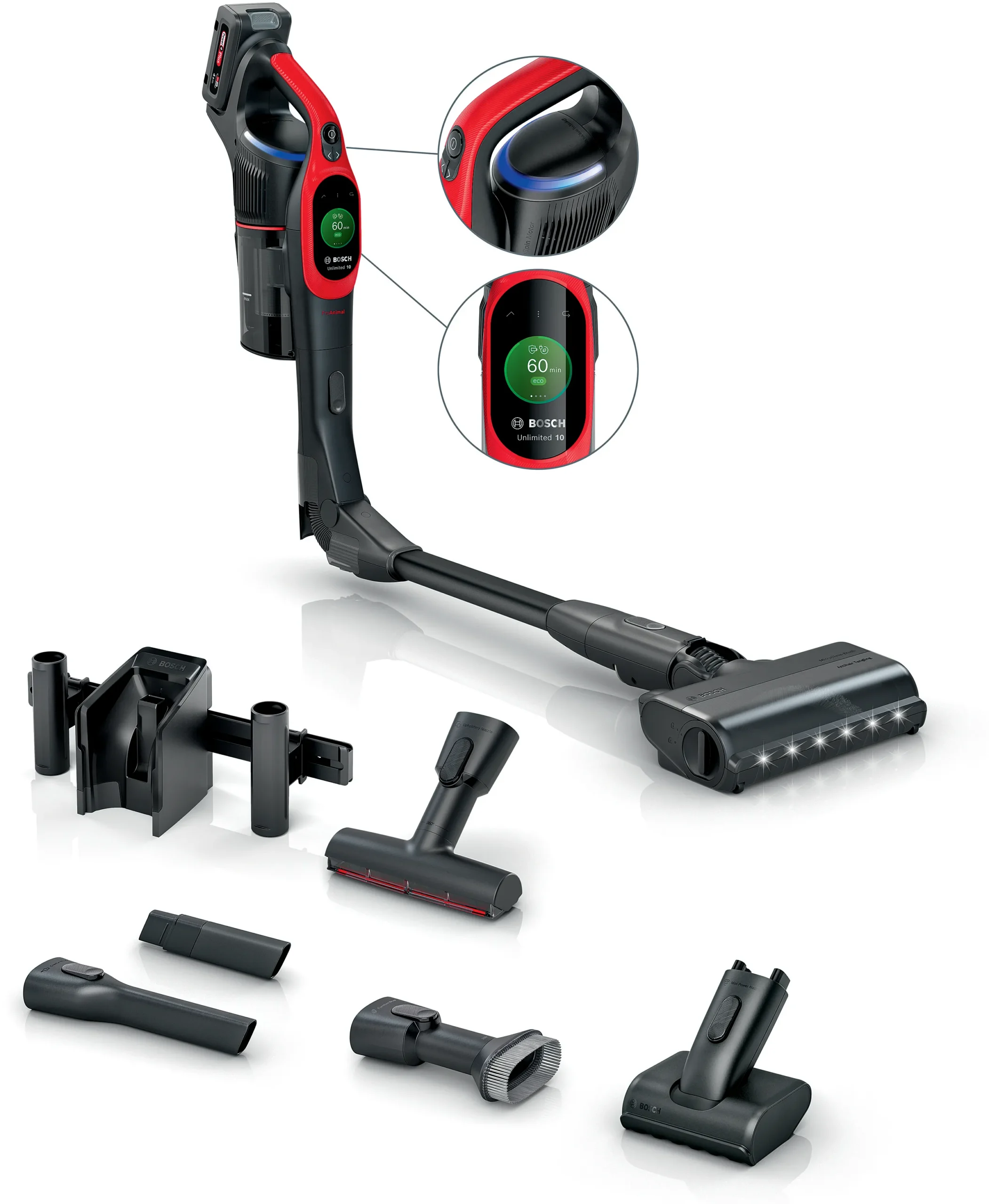 Aspiradora sin cable Bosch Unlimited 10 ProAnimal roja