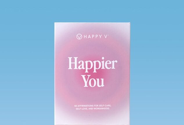 Pink Happy V affirmation card box