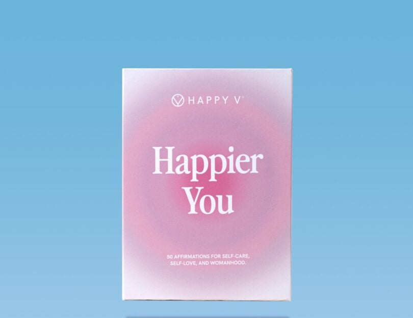 Pink Happy V affirmation card box