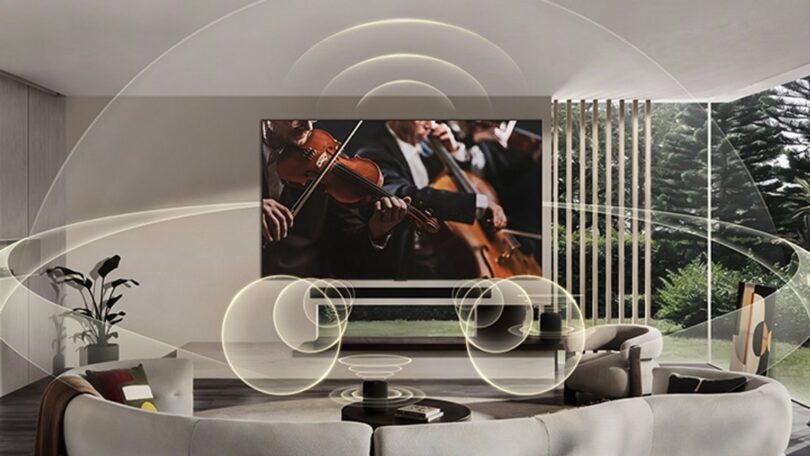 Televisor LG OLED evo en una sala de estar
