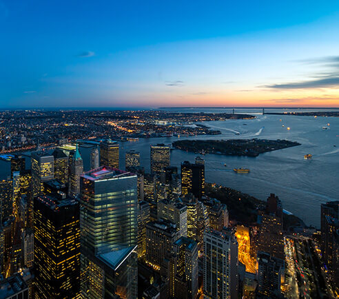 Skyline de Manhattan au crépuscule vue depuis l observatoire