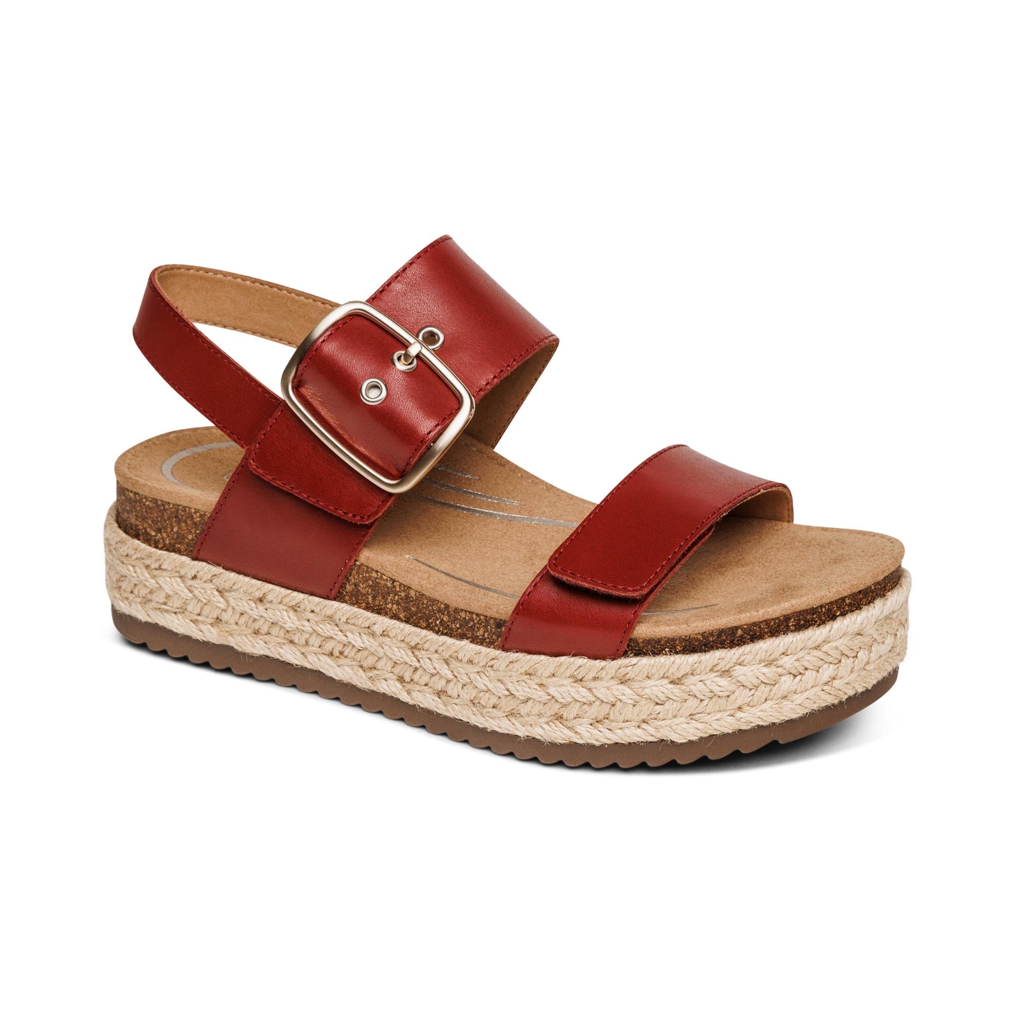 Aetrex Vania red arch support platform sandal