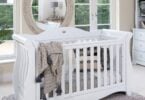 Sleigh Royale cot bed styled in a nursery room