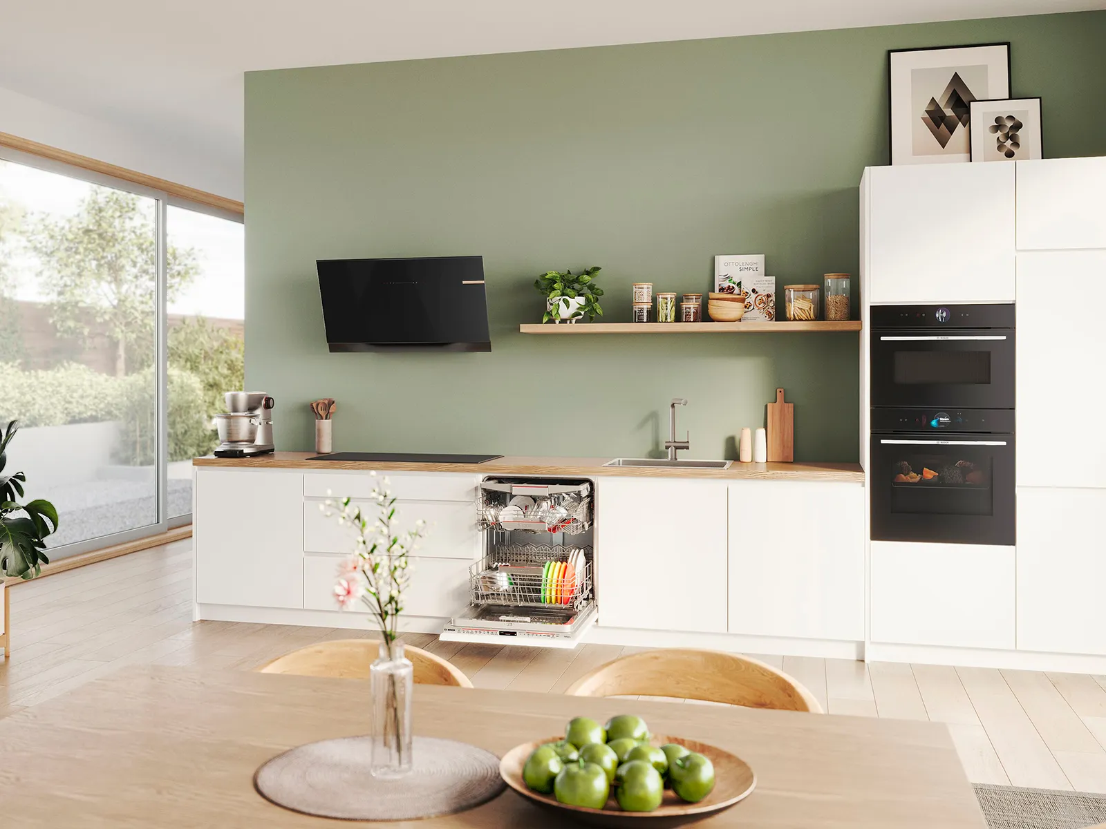 Cocina moderna y luminosa con electrodomésticos Bosch