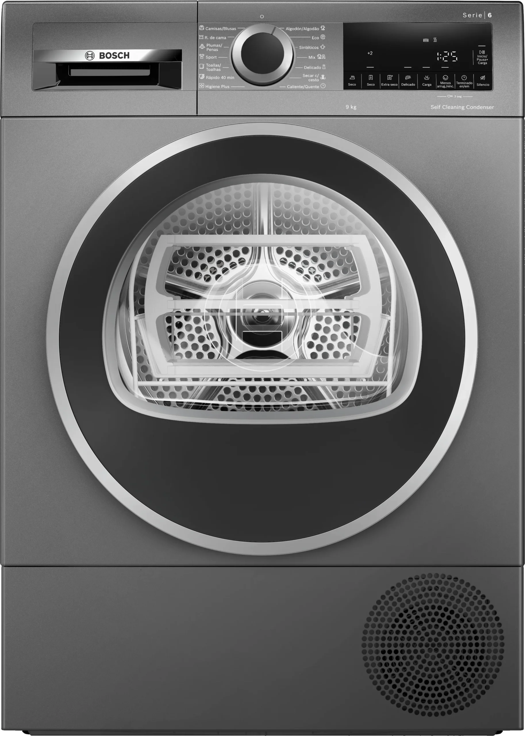 Secadora Bosch Serie 6 WQG245DRES en gris hierro fundido