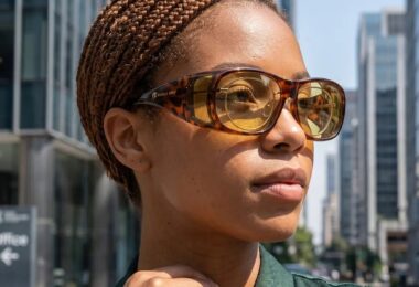 Persona usando lentes Eagle Eyes NightLite Fit On Tortoise
