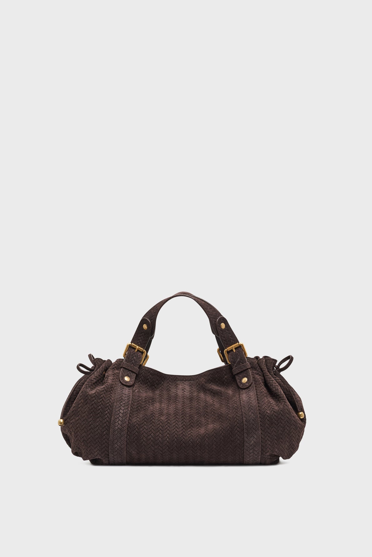 Sac Gerard Darel 24H en daim marron à effet tressé