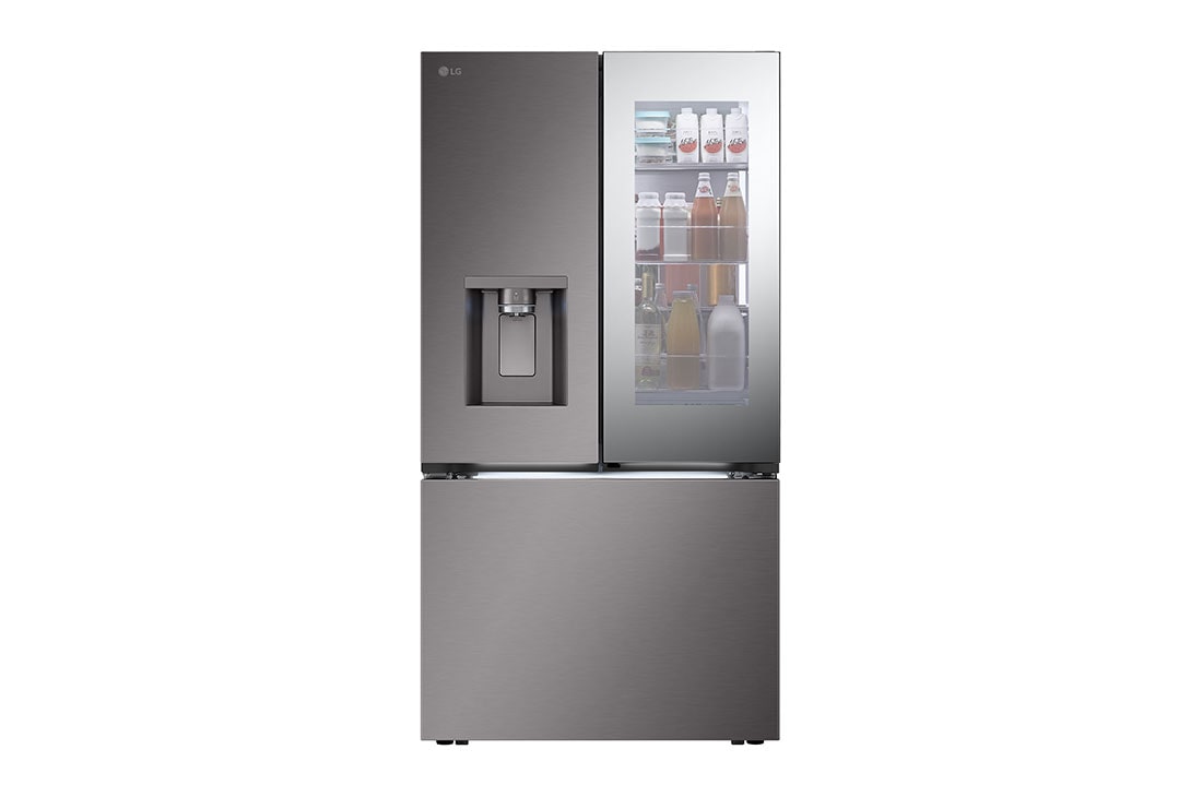 Refrigerador LG de varias puertas con ventana en la puerta