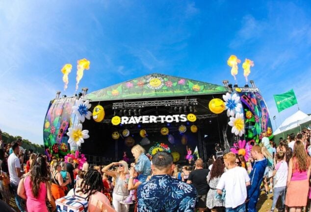 People enjoying the outdoor Raver Tots event