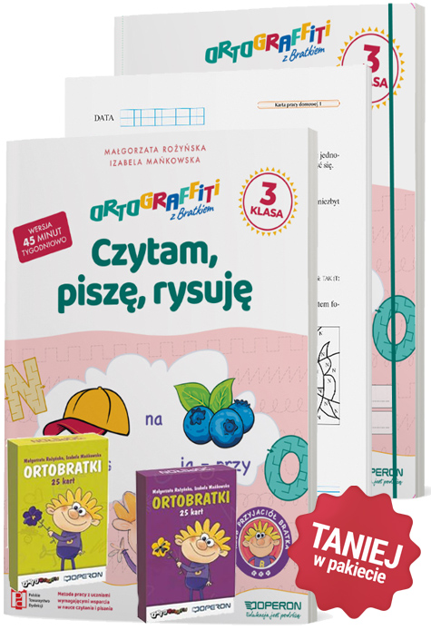 Zestaw Ortograffiti z Bratkiem dla klasy 3 na jasnym tle