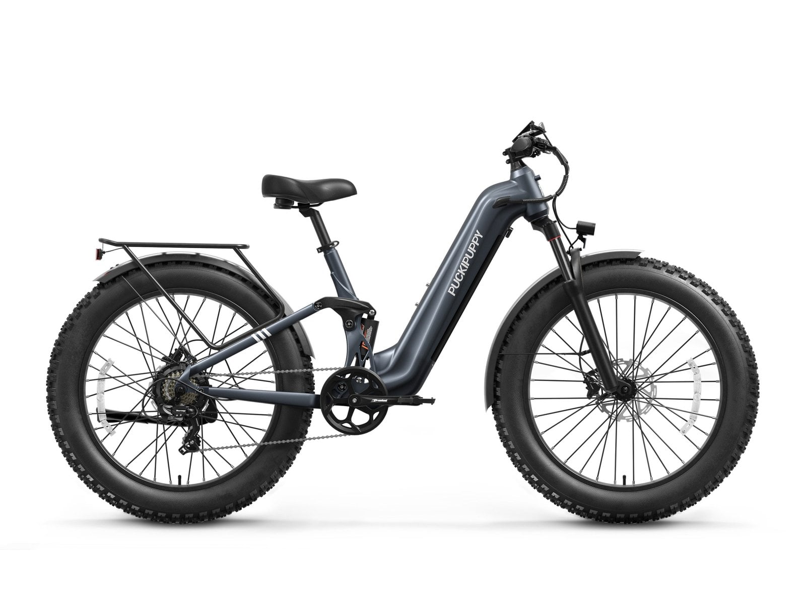 Puckipuppy Boxer ST electric bike in metallic gray