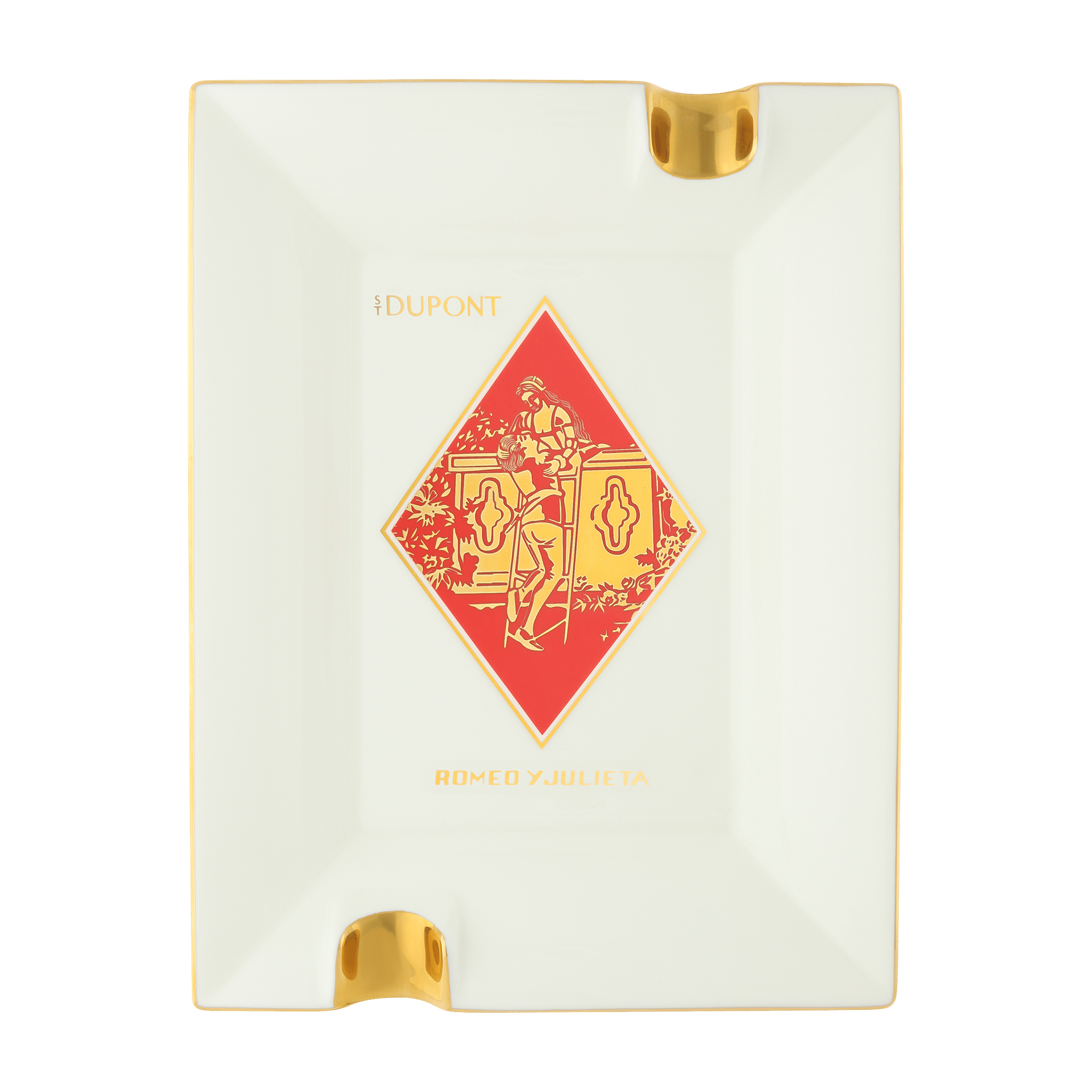 ST Dupont Romeo and Julieta porcelain ashtray with red pattern