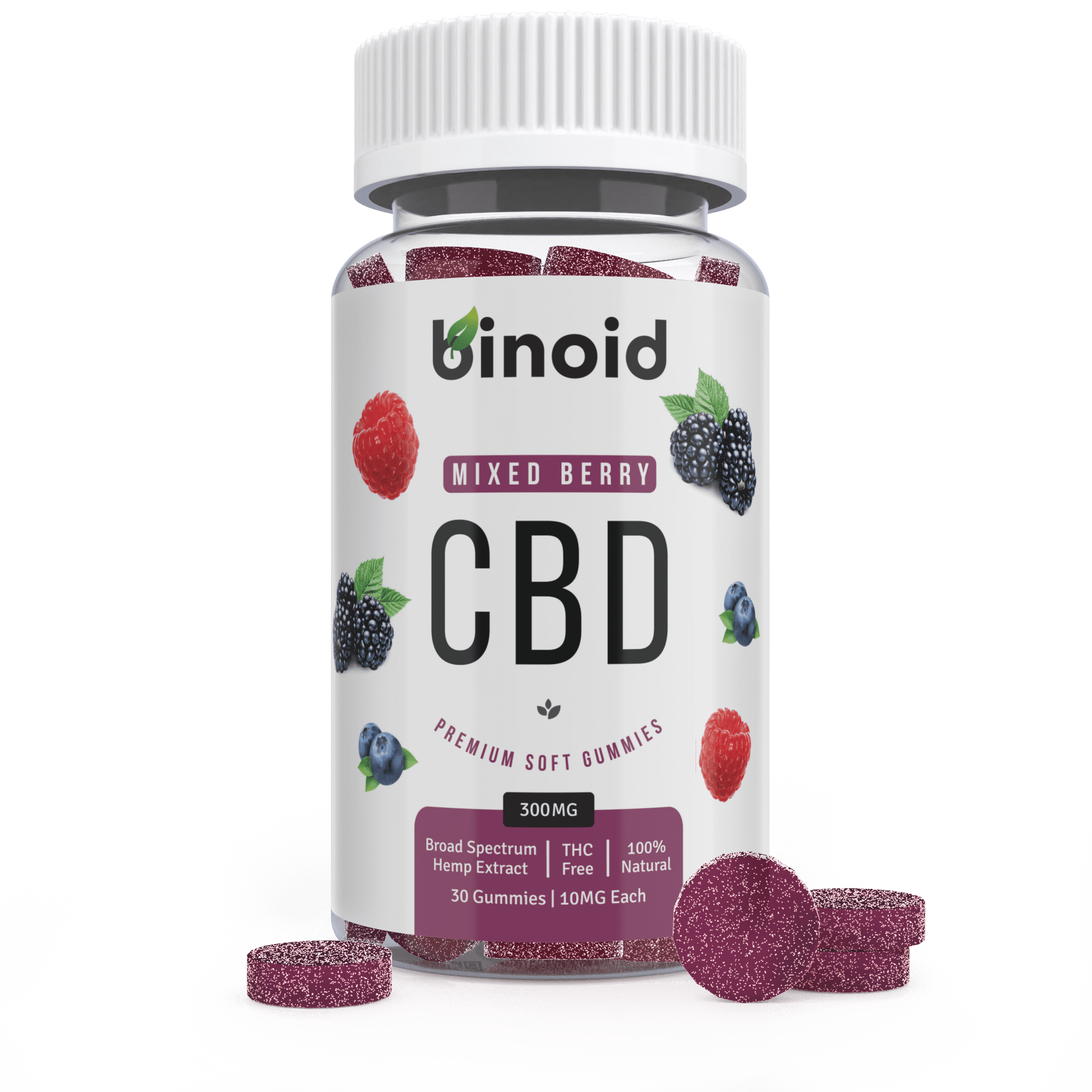 Binoid CBD mixed berry gummies bottle