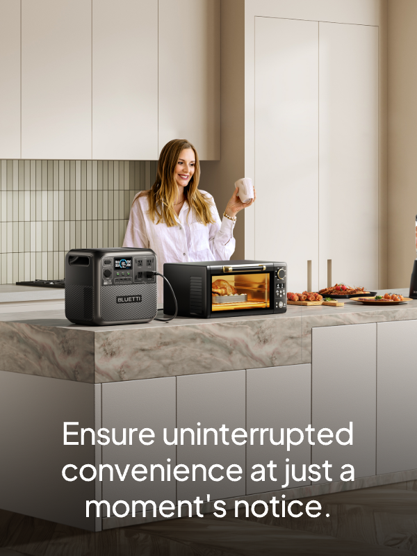 Portable power station staged in a home backup setting