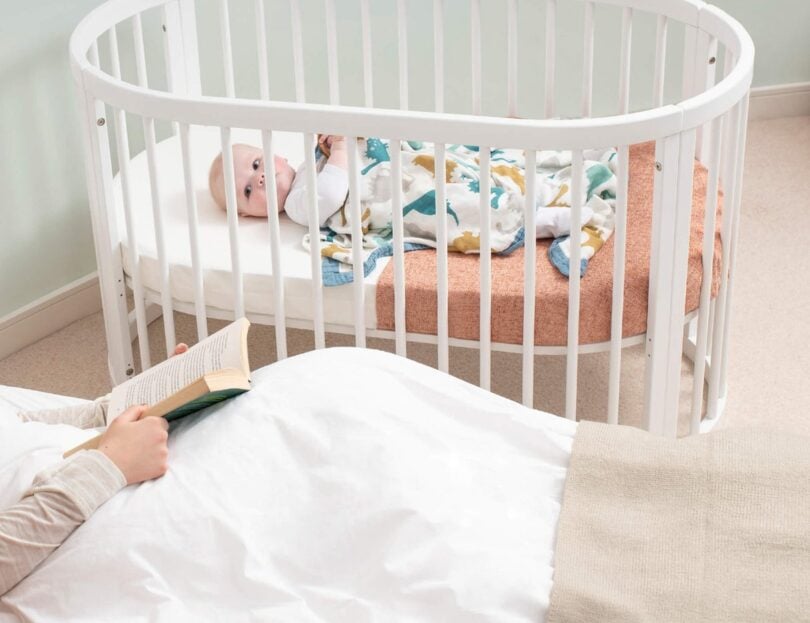 Boori Oasis Oval Cot in a nursery setting