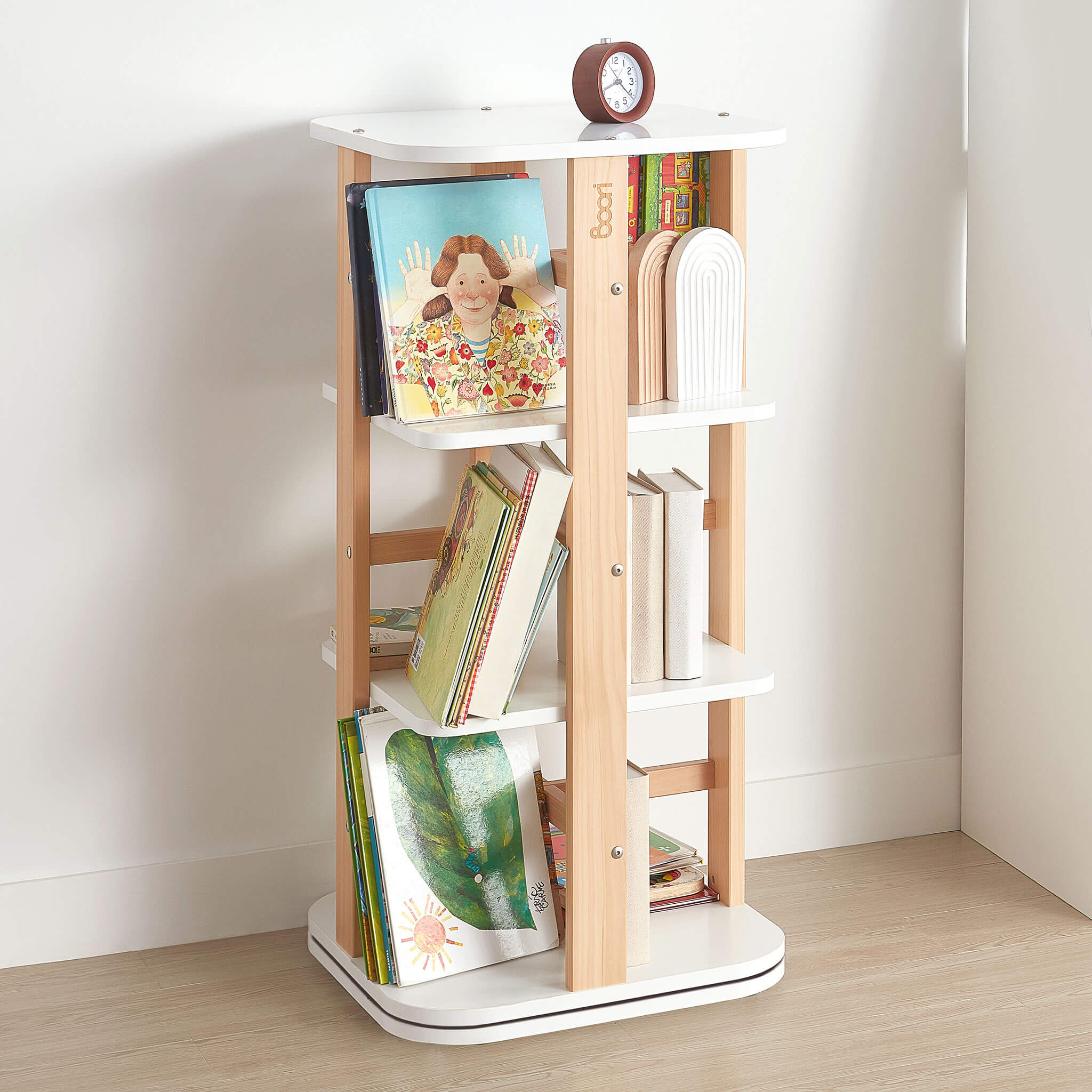 Boori Tidy Rotating Bookshelf in a children's room