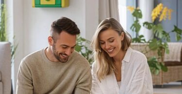 Famiglia in casa davanti a una soluzione di riscaldamento