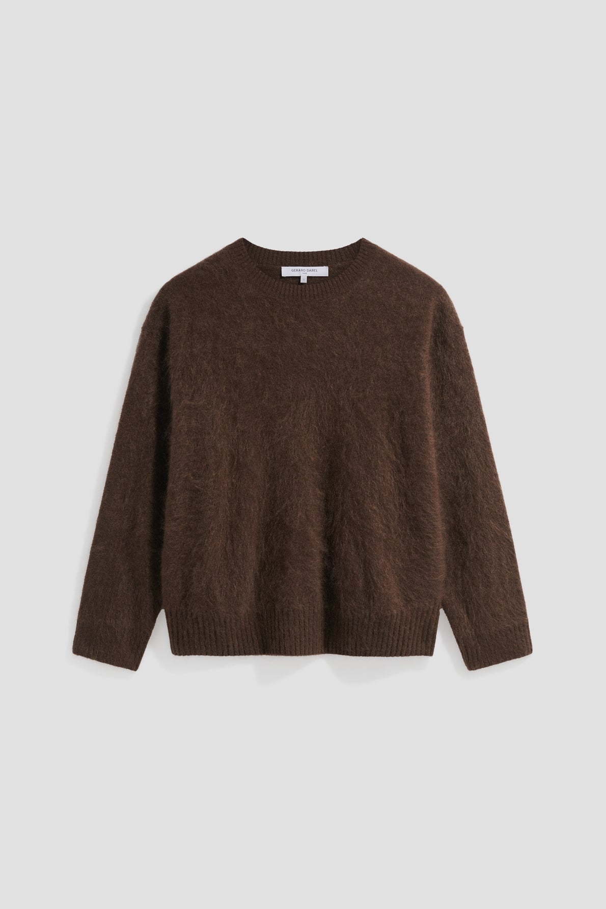 Pull RIDA marron en cachemire posé à plat