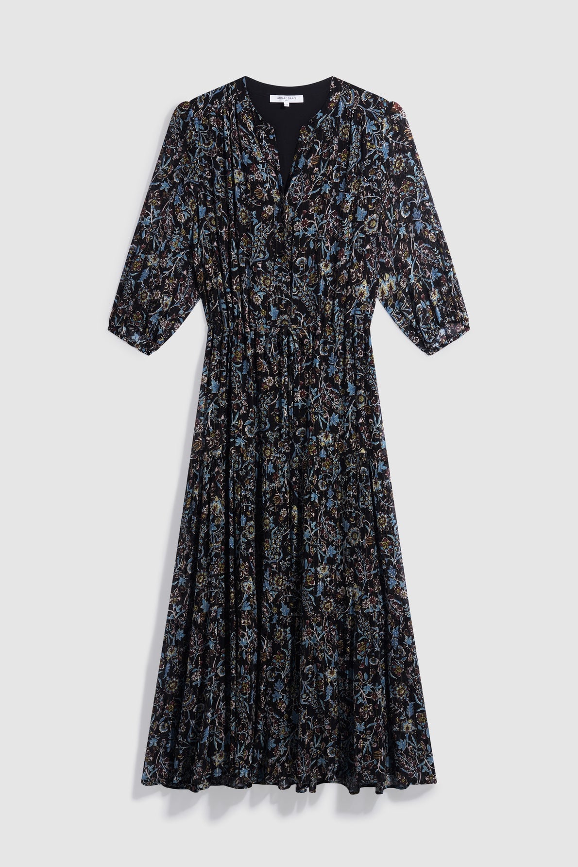 Robe Corie noire à motif floral et taille élastiquée