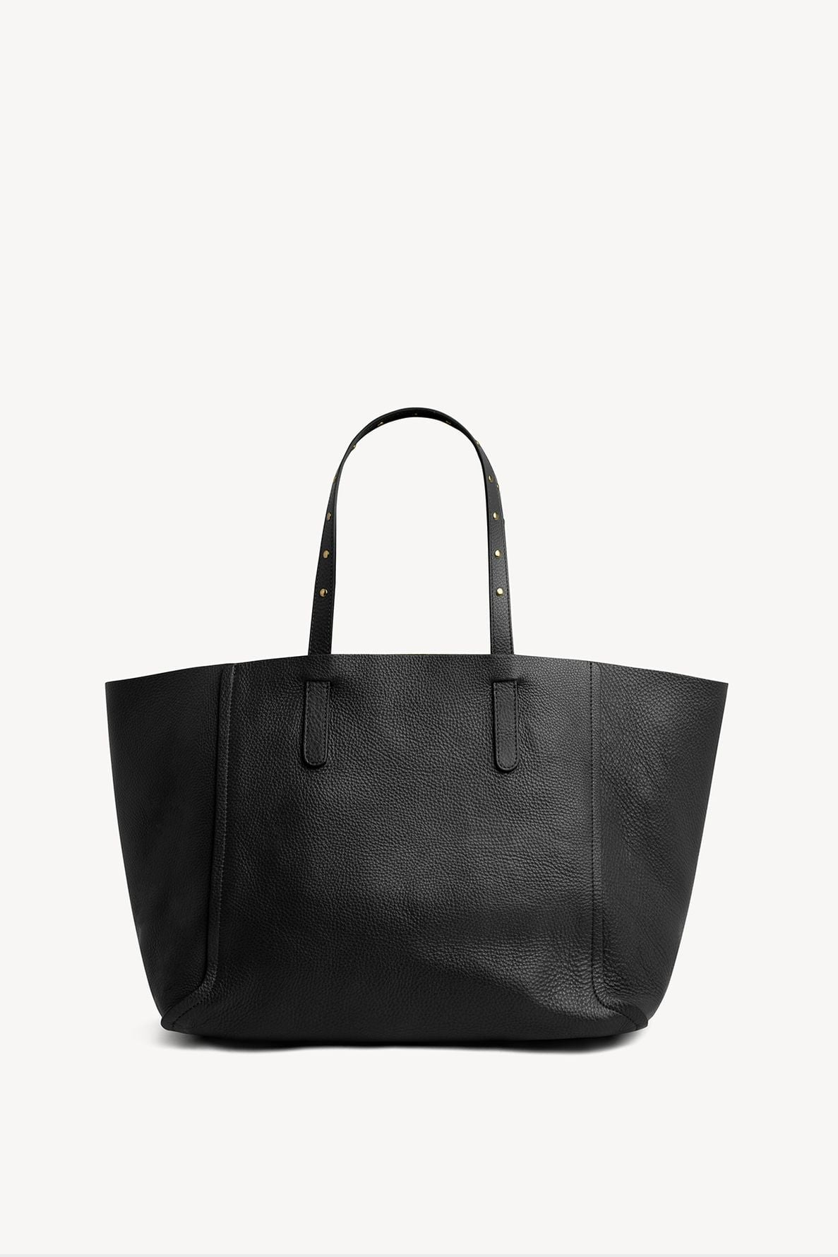 Cabas Gerard Darel SIMPLE 2 en cuir grainé noir sur fond blanc