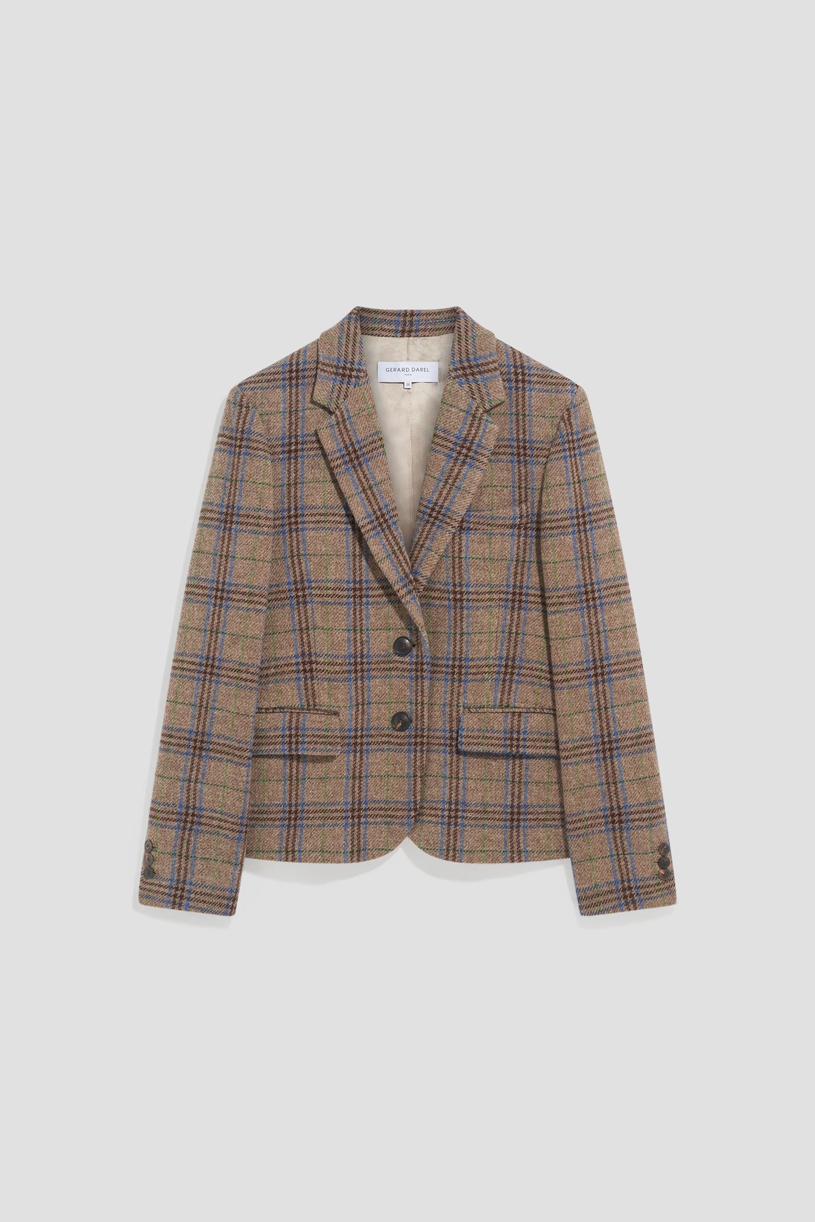 Veste Juliane camel à carreaux en laine vierge