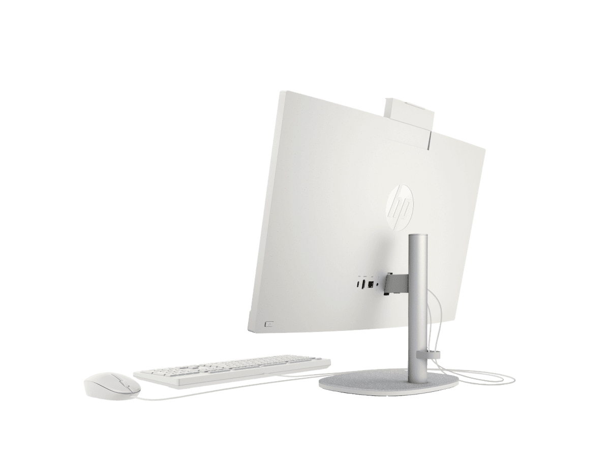 HP 23.8 inch All-in-One desktop viewed from the rear