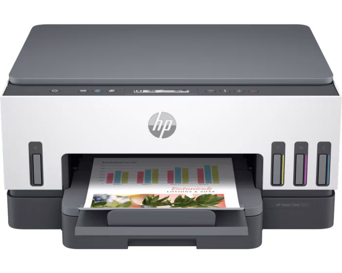HP Smart Tank printer with visible refill tank windows