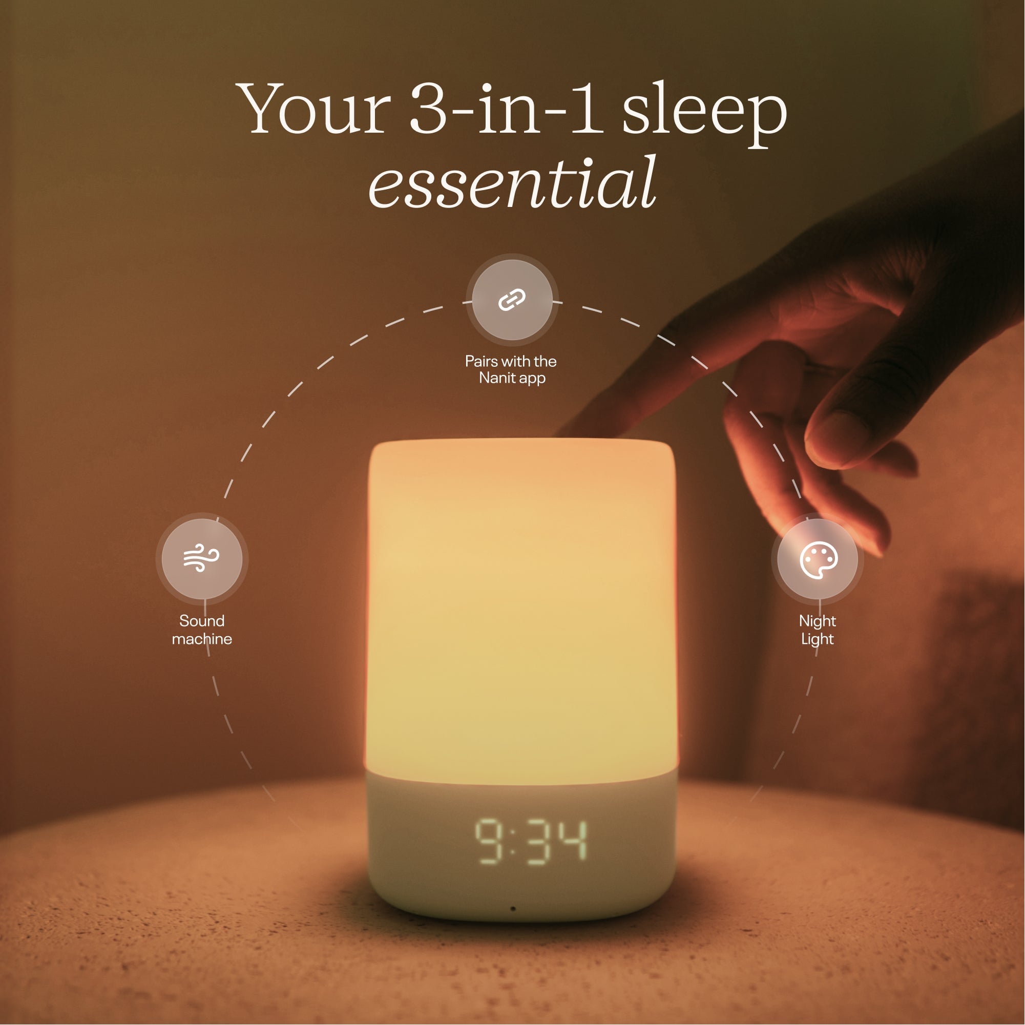 Nanit Sound + Light Machine with sound and light features shown