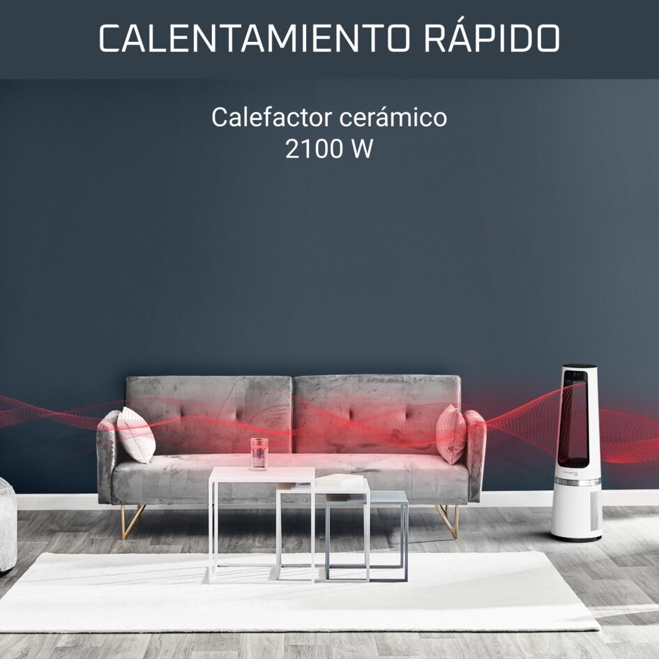 Calefactor cerámico de torre Rowenta Eclipse en una habitación