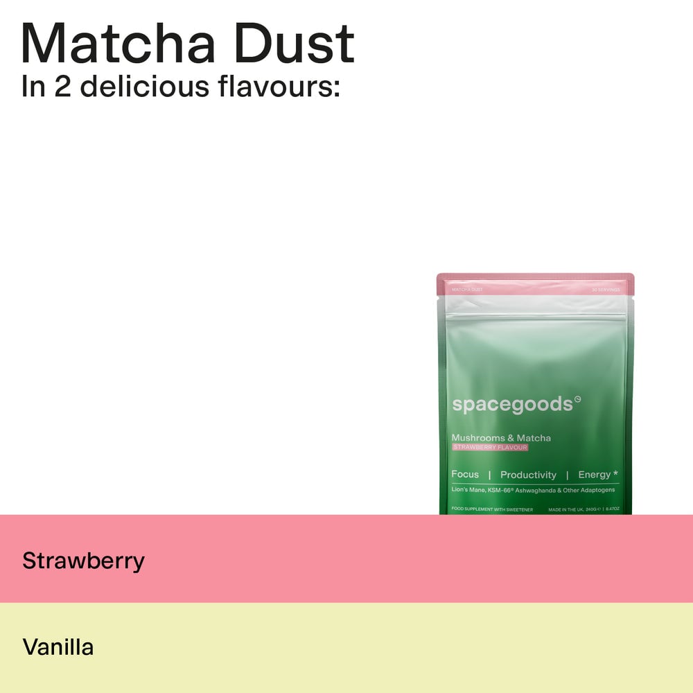Green Matcha Dust pouch with flavour presentation