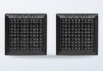 Square black-finish cufflinks with diamond-head guilloche pattern
