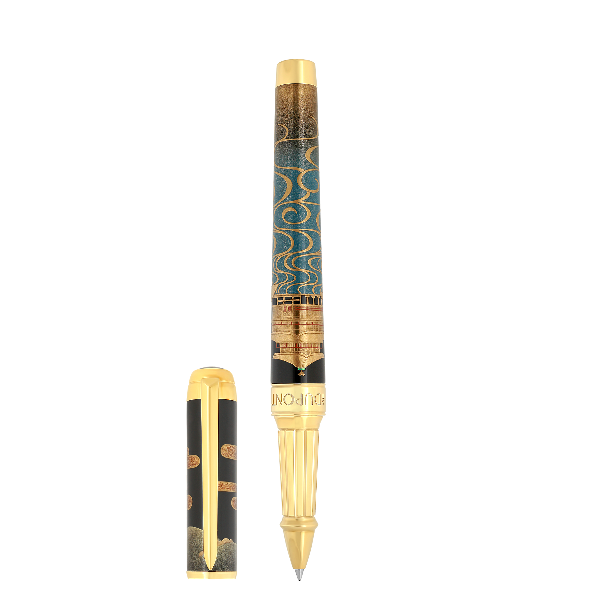 Line D Eternity XL multifunction pen in black lacquer with a Golden Pavilion motif