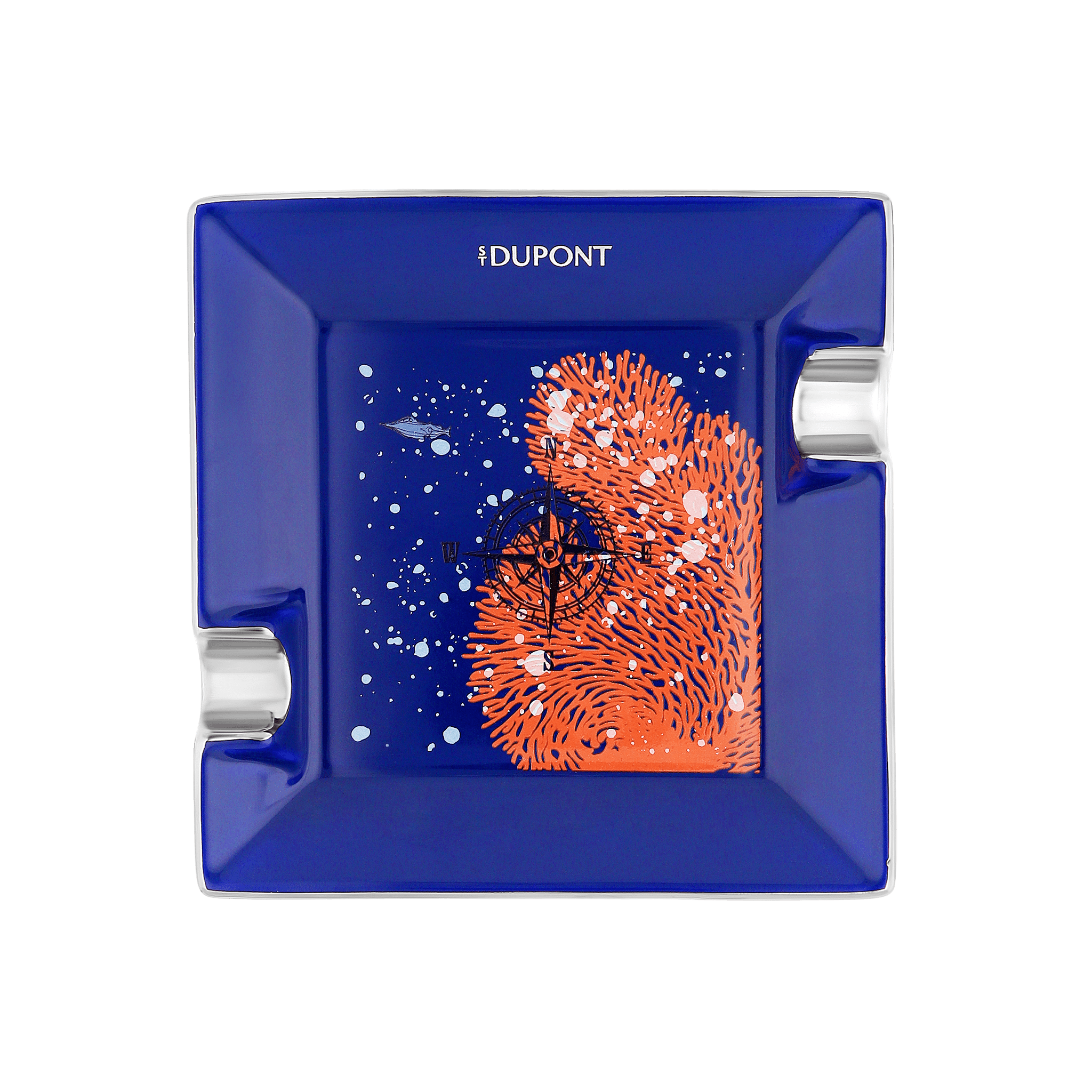 Porcelain Jules Verne ashtray decorated with undersea motifs